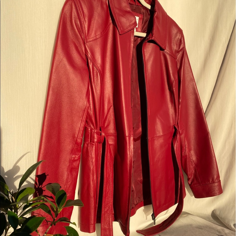 Genuine Sexy Red Leather Jacket